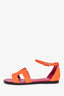 Hermès Orange Suede/Pink Leather Santorini Sandals Size 37