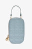 Christian Dior 2022 Blue Cannage Patent 'Call'in Dior' Phone Holder With Chain Strap
