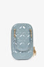 Christian Dior 2022 Blue Cannage Patent 'Call'in Dior' Phone Holder With Chain Strap
