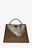 Fendi Black Patent Medium 'Peekaboo' Top Handle With Brown Zucca Canvas Defender
