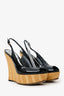 Gucci Black Patent Open Toe Wedges Size 38