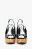 Gucci Black Patent Open Toe Wedges Size 38