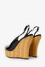 Gucci Black Patent Open Toe Wedges Size 38