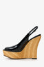 Gucci Black Patent Open Toe Wedges Size 38