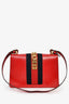 Gucci Red Leather Web Sylvie Small Ribbon Shoulder Bag