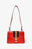 Gucci Red Leather Web Sylvie Small Ribbon Shoulder Bag
