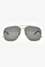 Saint Laurent Silver Tone/Grey Aviator 'Leon' Sunglasses
