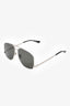 Saint Laurent Silver Tone/Grey Aviator 'Leon' Sunglasses