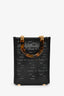 Fendi Black Zucca Embossed Leather/Tortoise Sunshine Mini Top Handle Bag