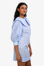 Ganni Blue/White Cotton Blend Gingham Collared Mini Dress Size 34