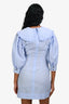 Ganni Blue/White Cotton Blend Gingham Collared Mini Dress Size 34