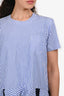 Sacai Blue/White Cotton Net Detail Short Sleeve Shirt Size 1