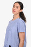 Sacai Blue/White Cotton Net Detail Short Sleeve Shirt Size 1