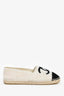 Pre-Loved Chanel™ White/Black Tweed Velvet CC Espadrille Flats Size 36