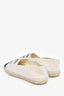 Pre-Loved Chanel™ White/Black Tweed Velvet CC Espadrille Flats Size 36