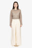 Jil Sander Cream Silk Pleated Wide Leg Pants Size 40