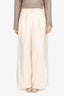 Jil Sander Cream Silk Pleated Wide Leg Pants Size 40