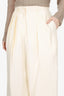 Jil Sander Cream Silk Pleated Wide Leg Pants Size 40