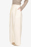 Jil Sander Cream Silk Pleated Wide Leg Pants Size 40