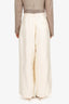 Jil Sander Cream Silk Pleated Wide Leg Pants Size 40