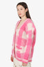 Maje Pink/White Mohair My Square Checkered Jacquard Cardigan Estimated Size M