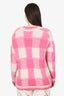 Maje Pink/White Mohair My Square Checkered Jacquard Cardigan Estimated Size M