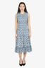 Veronica Beard Blue Floral 'Verena' Dropped Waist Midi Dress Size 10