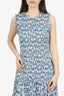Veronica Beard Blue Floral 'Verena' Dropped Waist Midi Dress Size 10