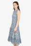 Veronica Beard Blue Floral 'Verena' Dropped Waist Midi Dress Size 10