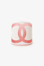 Pre-Loved Chanel™ White/Pink Resin CC Logo Wide Cuff Bangle