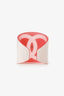 Pre-Loved Chanel™ White/Pink Resin CC Logo Wide Cuff Bangle