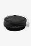 Christian Dior Black Leather Fish Net Newsboy Hat Size 58