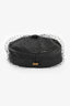 Christian Dior Black Leather Fish Net Newsboy Hat Size 58
