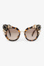 Miu Miu Brown Tortoise Crystals Embellished Gradient Cat Eye Sunglasses