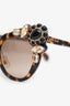 Miu Miu Brown Tortoise Crystals Embellished Gradient Cat Eye Sunglasses