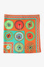 Hermès Green/Orange Silk Belles du Mexique Scarf Size 90cm
