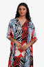 Hermès Blue/Red 'Jungle Print' Silk Caftan Dress Size 38