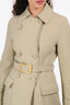 Loro Piana Sage Green Cashmere Belted Midi Coat Size 36
