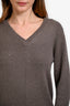 Brunello Cucinelli Grey Cashmere Sequin V-Neck Sweater Size M