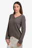 Brunello Cucinelli Grey Cashmere Sequin V-Neck Sweater Size M