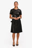 Bottega Veneta 2019 Black Leather Short Sleeve Midi Dress Size 42