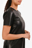 Bottega Veneta 2019 Black Leather Short Sleeve Midi Dress Size 42