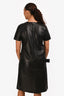 Bottega Veneta 2019 Black Leather Short Sleeve Midi Dress Size 42