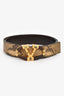 Valentino Snakeskin Gold/Wood V Logo Wide Belt Size 95