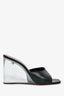 Amina Muaddi Black Leather PVC Wedge Heels Size 38.5
