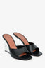 Amina Muaddi Black Leather PVC Wedge Heels Size 38.5