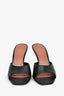 Amina Muaddi Black Leather PVC Wedge Heels Size 38.5