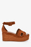 Hermès Brown Suede Espadrille 'Elda' Platform Sandals Size 38