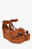 Hermès Brown Suede Espadrille 'Elda' Platform Sandals Size 38