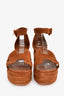 Hermès Brown Suede Espadrille 'Elda' Platform Sandals Size 38
